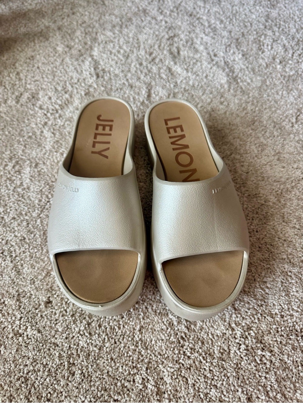 Jelly Lemon Cream Platform Slide Sandals - Comfortable Women’s Slip-Ons